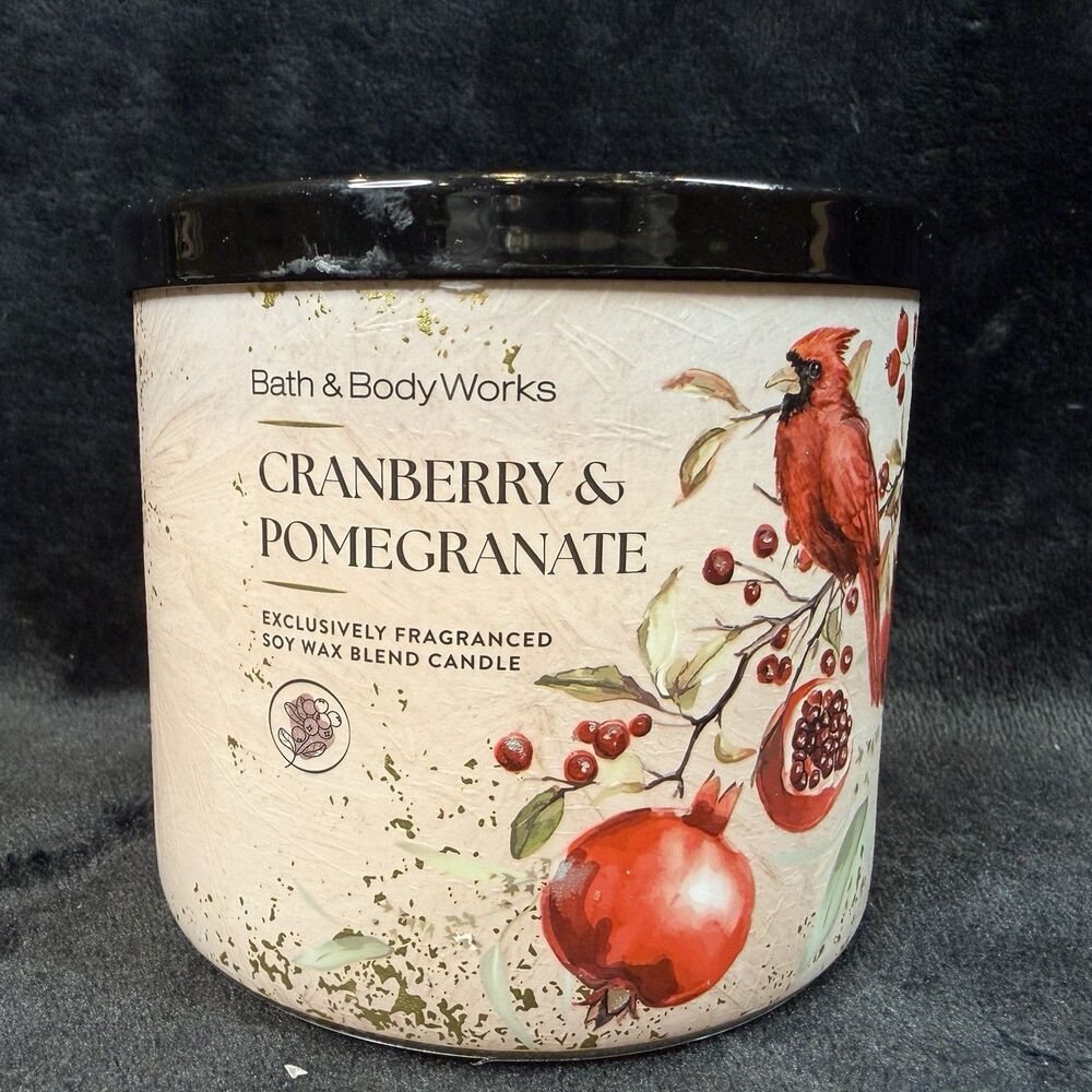 Bath & Body Works Cranberry & Pomegranate 3-Wick Scented Jar Candle Holiday New